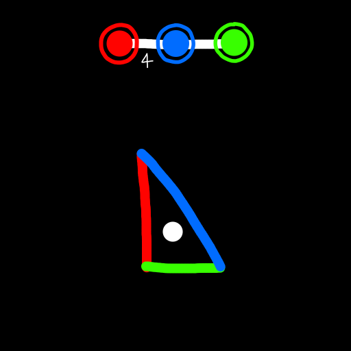 the 90-60-45 spherical space triangle domain of B3, with a white dot in the center, and the diagram x4x3x above it